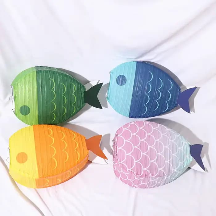 Lanternes en papier décoratives en forme de poisson porte-bonheur, bougies mignonnes, fournitures de fête