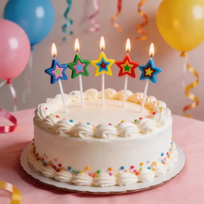 Bougies d'anniversaire créatives et colorées en forme d'étoile à cinq branches, bougies de vœux pour la fête, décoration de pâtisserie