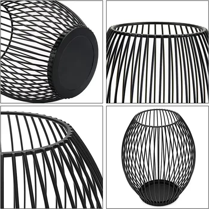 Porte-bougie Lanterne Noire Vintage en Fer, Ornement de Bougie Romantique, Accessoire de Photographie, Décoration de Table pour la Maison