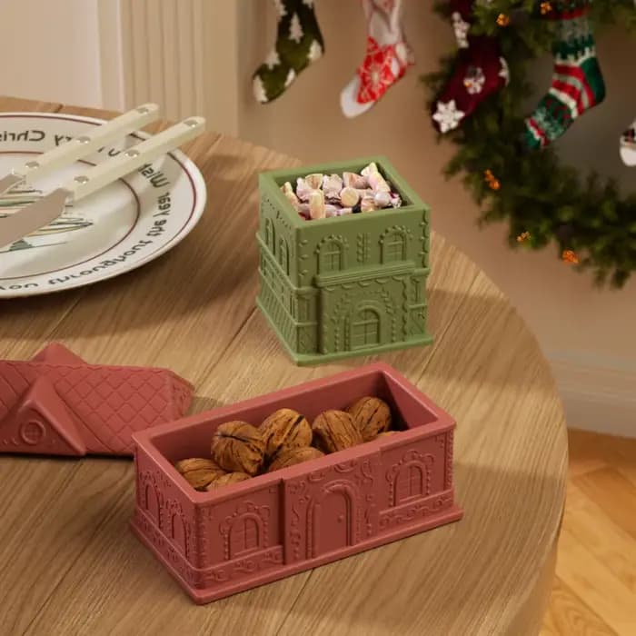 Pot de bougie de noël en pain d'épice doux, moule en Silicone, bricolage fait à la main en béton, moule de récipient de bougie en jésmonite
