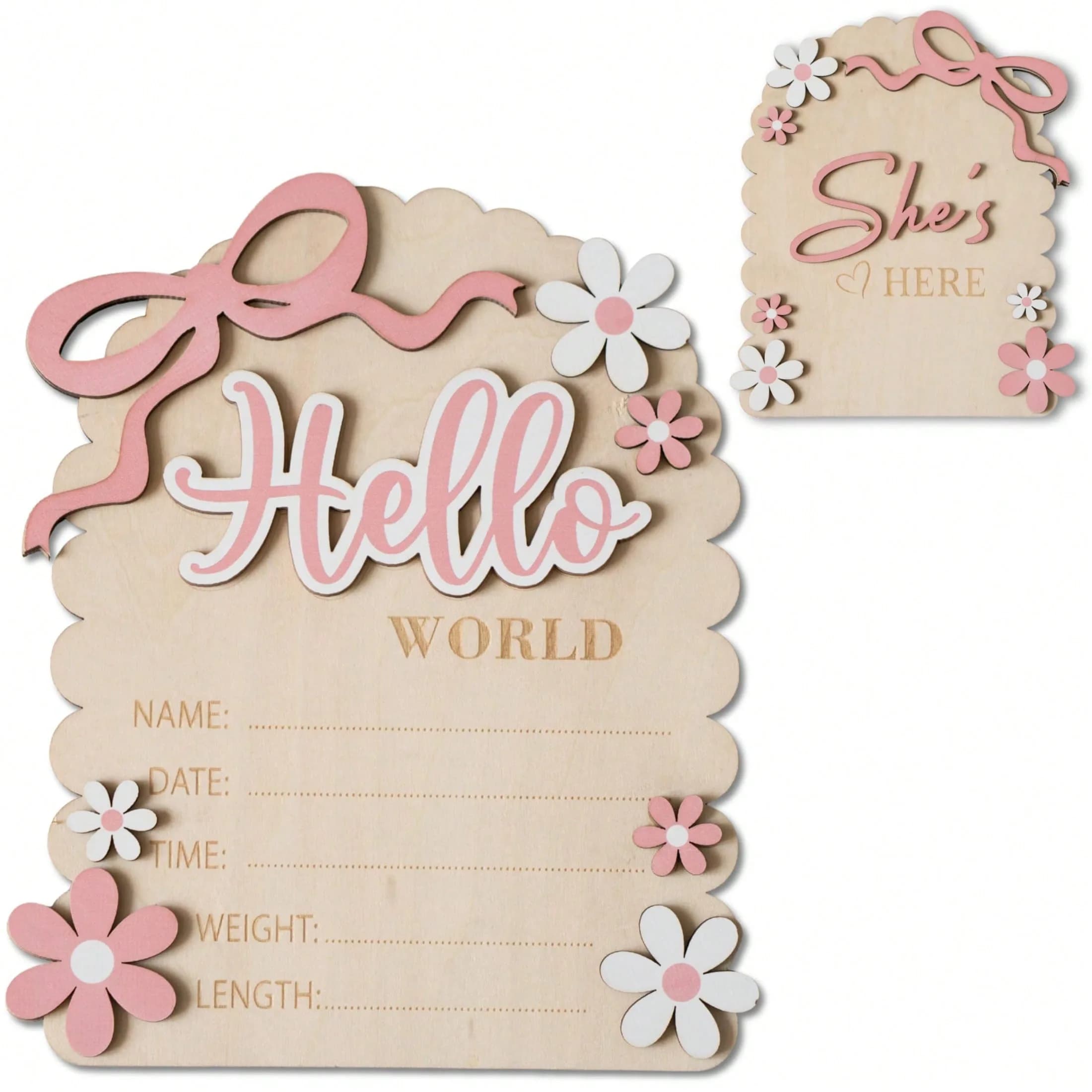 Panneau « Hello World » pour nouveau-né, carte « Elle est là », annonce de naissance créative, acces