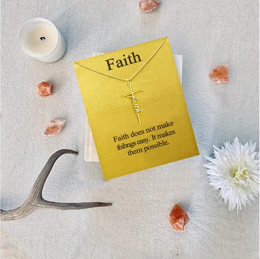Collier pendentif religieux personnalisé pour femme, Faith Cross, Manucure Believe, Gracieux, Blesse