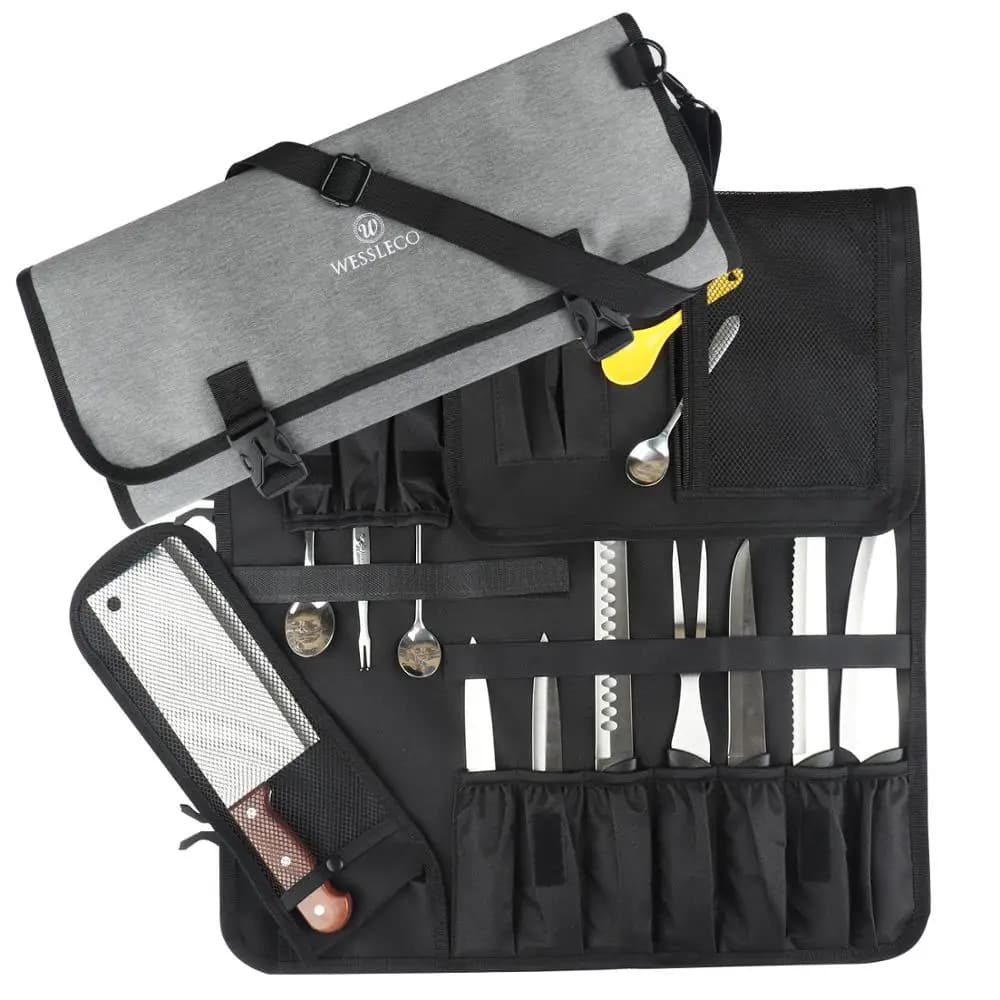 WESSLECO Chef couteau sac rouleau étui de transport cuisine cuisson Portable poches de rangement dur