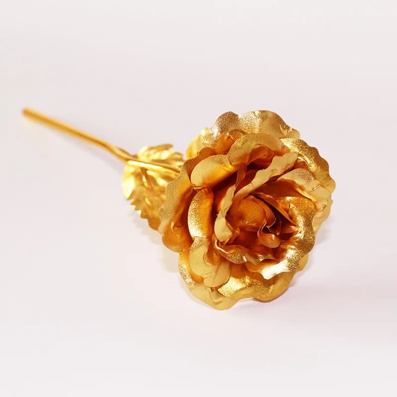 Balance-Rose artificielle plaquée or 24 carats, fleur Galaxy, feuille, boîte, anniversaire, Leon, fê