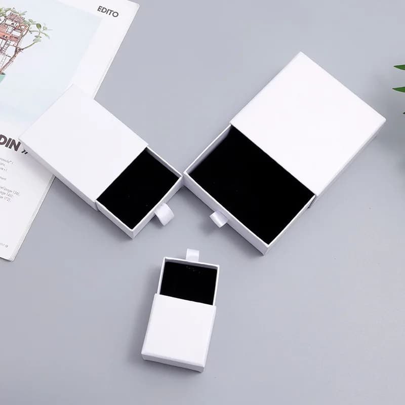 Boîte cadeau en papier blanc, présentoir de bijoux, organisateur, boîte de rangement, emballage de b