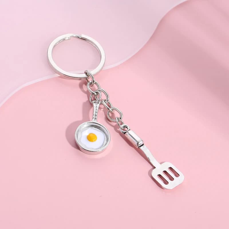 Nouveau porte-clés de cuisine dîner porte-clés livre de cuisine couteau et fourchette batteur mélang