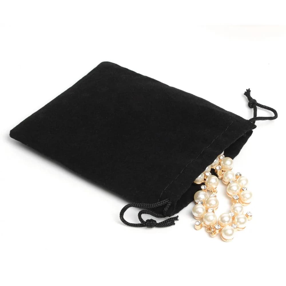 Sac cadeau en velours noir avec ficelle de proximité, sacs en poudre, emballage de bijoux, Noël, bon
