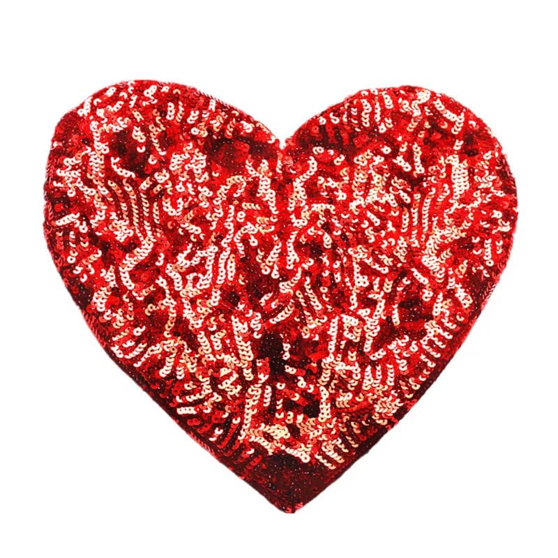 Patchs à Coudre en Forme de Cœur Rouge de 28cm, Broderie Brillante, pour Robe, Sac, Jean, T-shirt, B