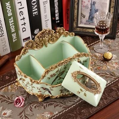 Boîte de Rangement de Mouchoirs en Résine, Multifonction, Européenne, Créative, Rétro, pour Salon, T