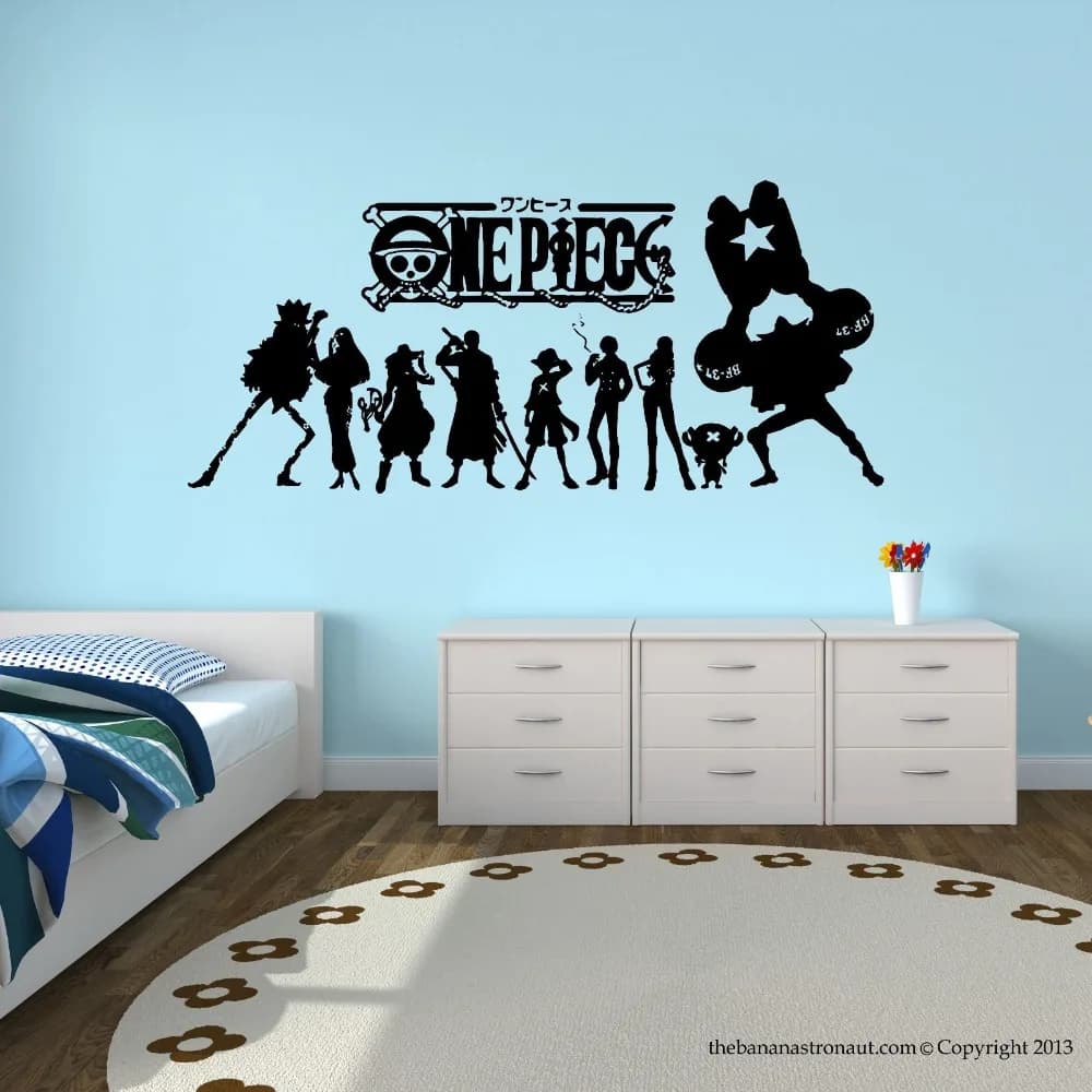Autocollants muraux de dessin animé japonais One Piece, décor moderne, décalcomanie en vinyle, décor