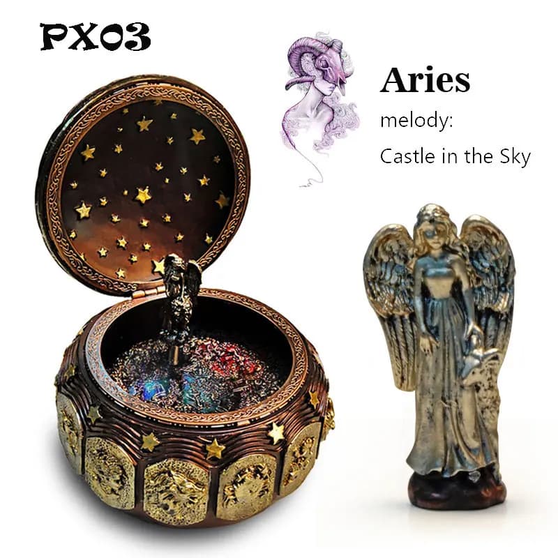 Boîte à musique du zodiaque en Bronze, 12 signes, rétro, 12 constellations, coffret cadeau dieu sole