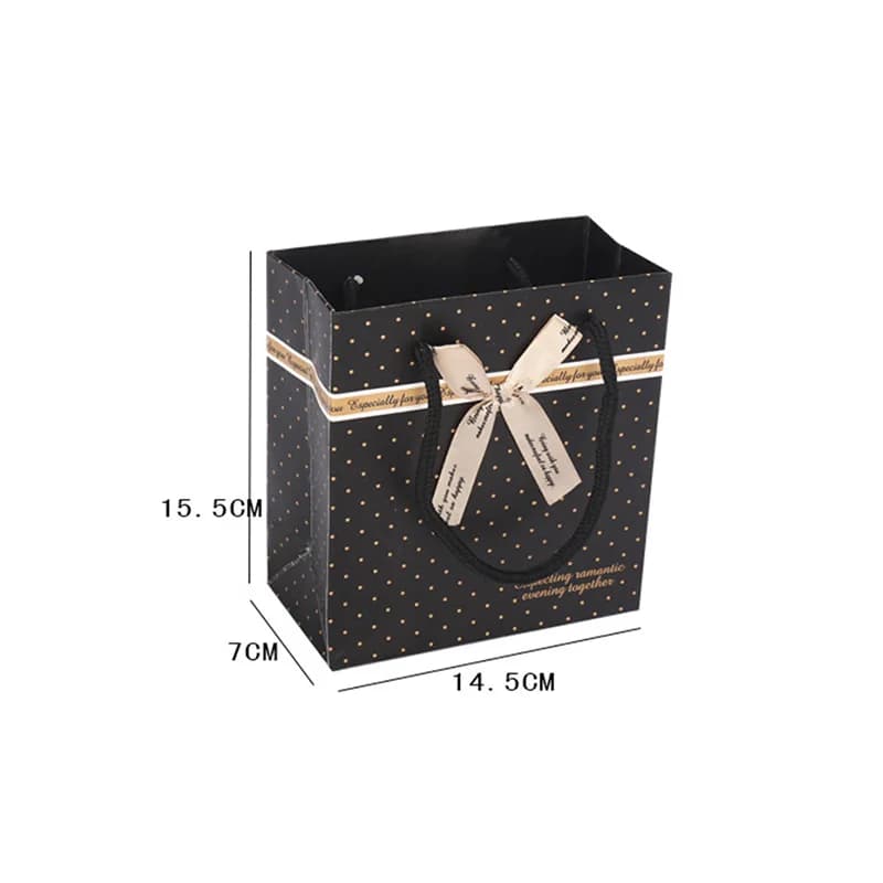 Sac cadeau Portable noir avec poignées pour livres, boîte d'emballage avec nœud en papier, boîte cad