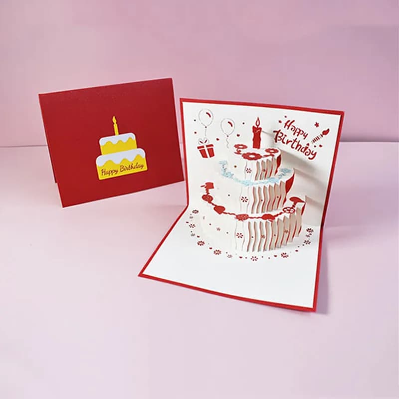 Carte joyeux anniversaire pour filles, enfants, femme, mari, gâteau d'anniversaire 3d, cartes de vœu