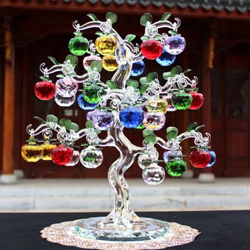 Arbre à Pommes en Clip de Verre avec 36 Pièces, Fengshui, Artisanat de Noël, Ornement de Face, Récha