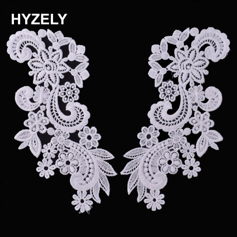 1 Paire de Collets Brodés Appliqués en Dentelle Blanche pour Couture, Accessoire de Mode Féminin DIY