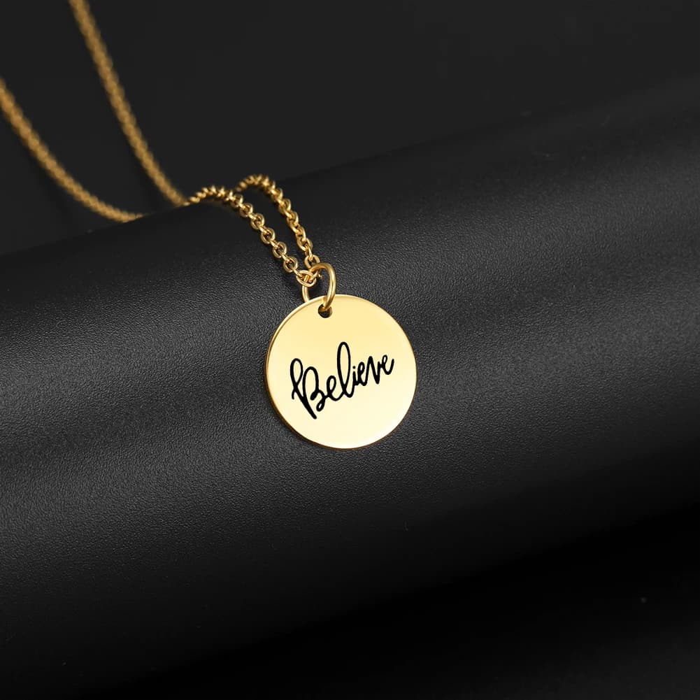 My Shape Faith Hope – collier en acier inoxydable pour femmes, petit pendentif rond ras du cou, cade