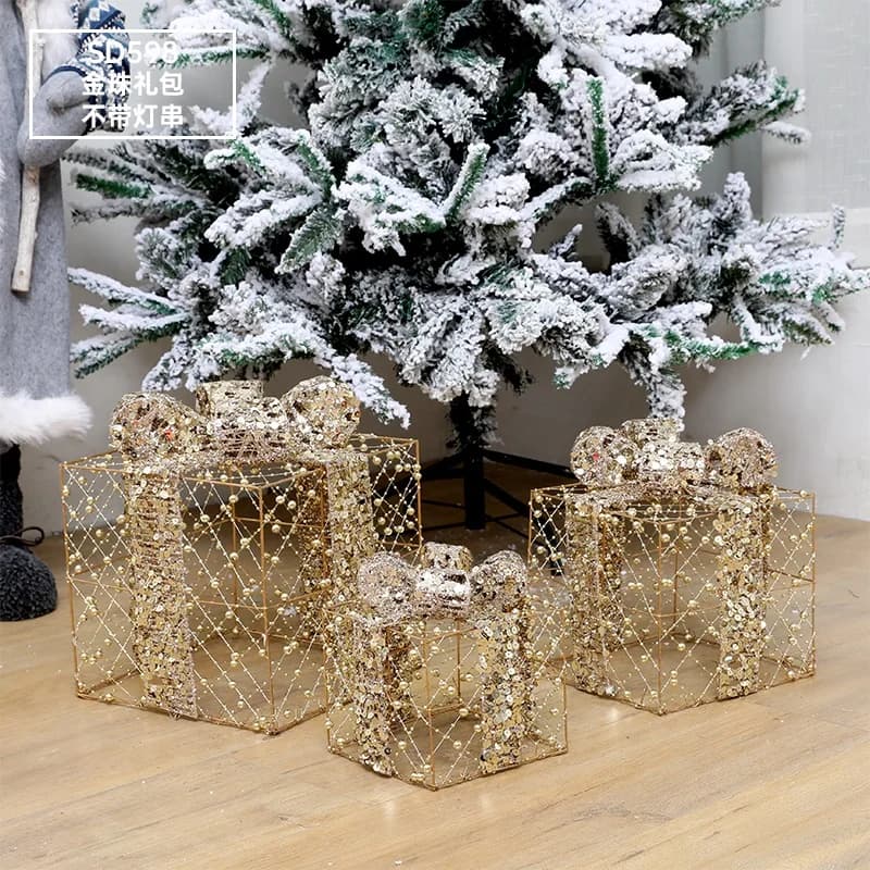 Coffrets cadeaux de noël 3 pièces, décorations de fenêtre de fête de vacances, décorations d'arbre d