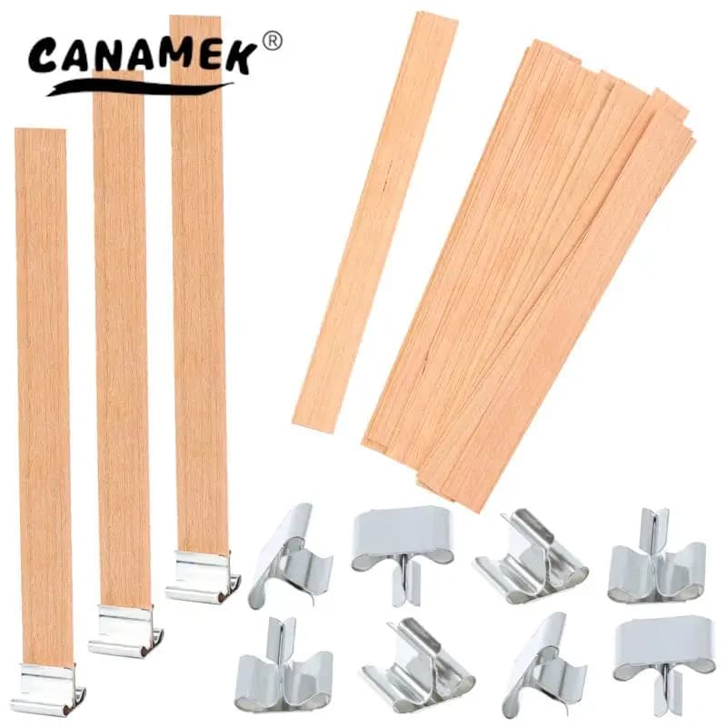 Mèches de Bougie en Bois Naturel avec Languette de Support, Accessoire pour Travaux Manuels, 13x130m