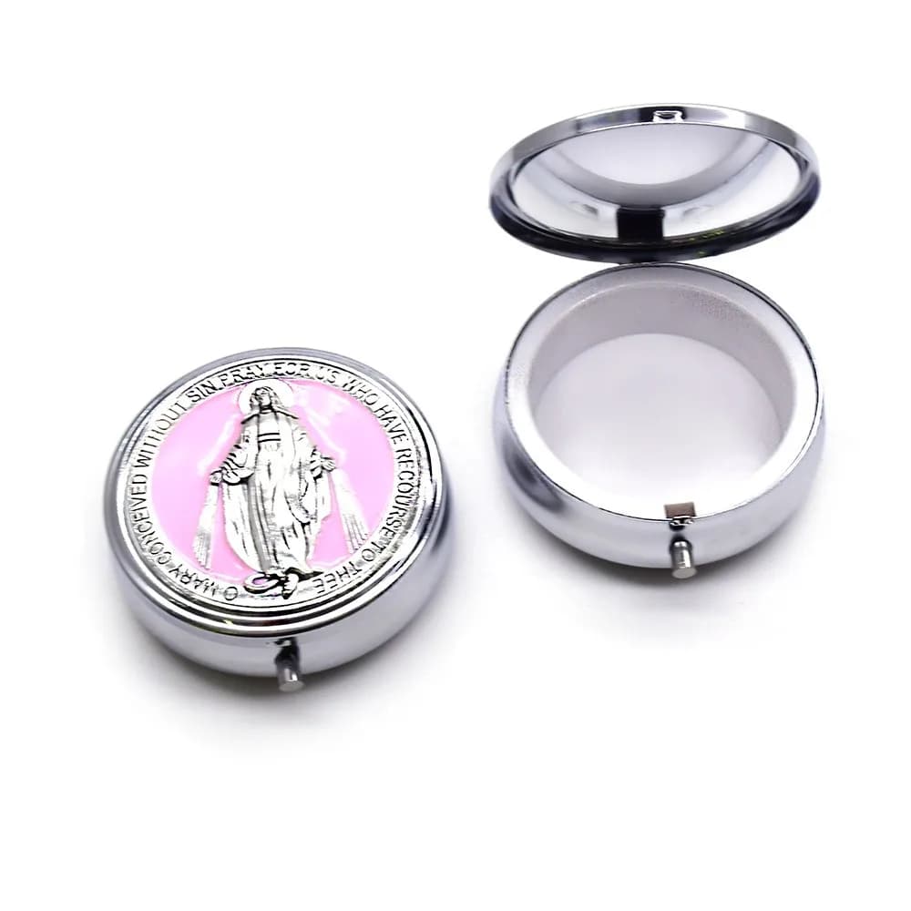 Boîte à bijoux religieuse rétro ronde élégante boîte à bijoux Saint benoît en alliage de Zinc boîte-