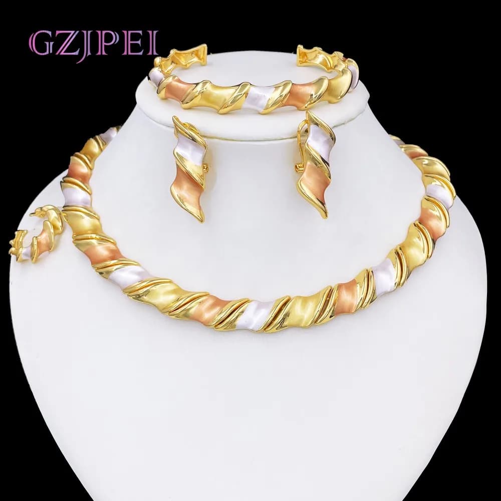 GZJPEI 2025 nouvel ensemble de bijoux de mariage de luxe dubaï femmes bijoux de haute qualité trois 