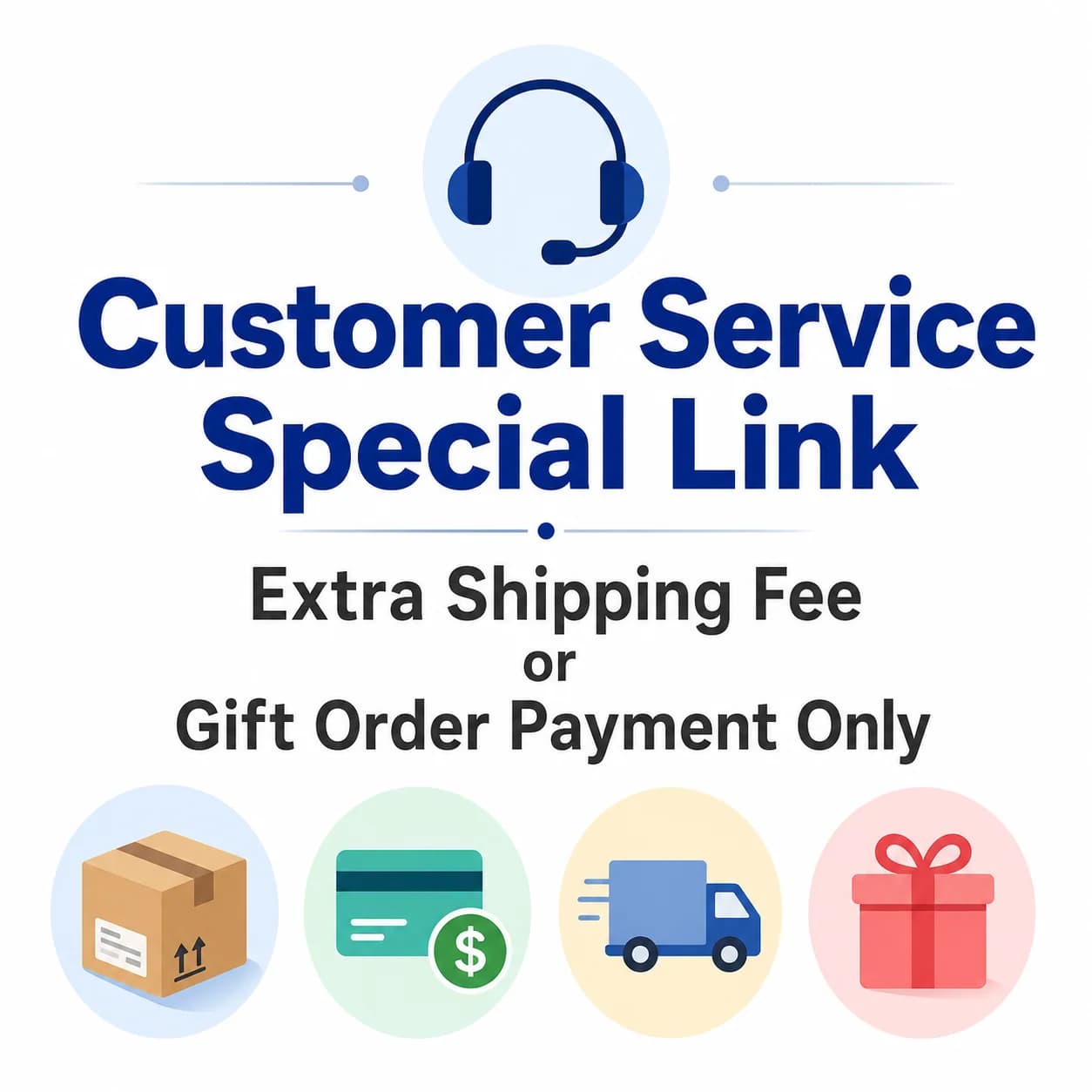Lien spécial pour le service client, frais d'expédition supplémentaires ou paiement d'une commande d
