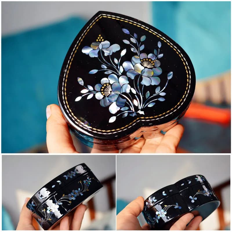 Pingyao – boîte à bijoux en laque polie, avec incrustation de coquille, conteneur cosmétique, boîte 