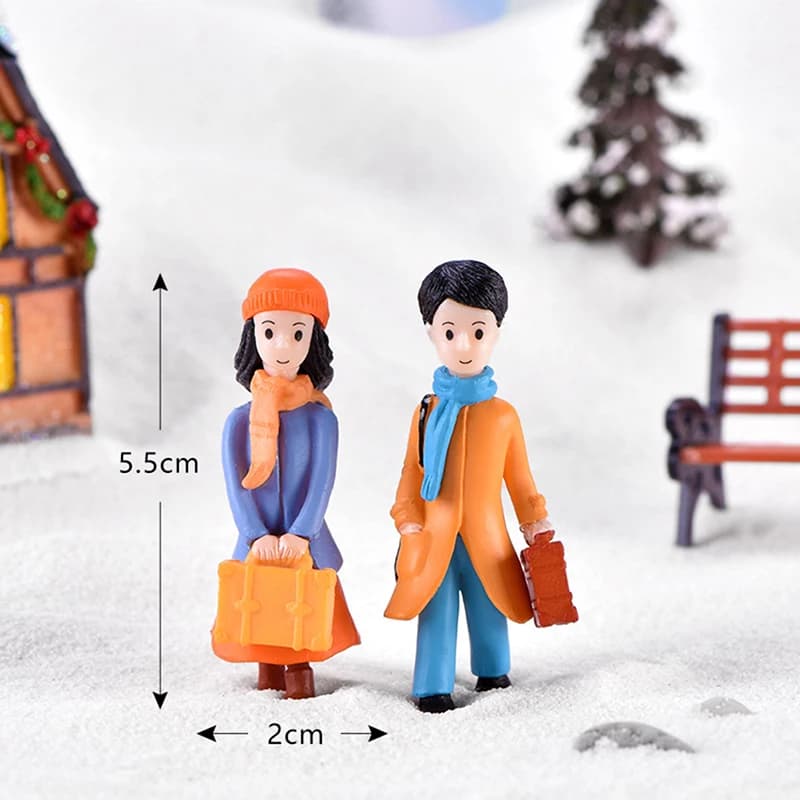 Mini figurines de noël pour couples, 2 pièces, chapeau de noël, ornement, décoration de maison, cade