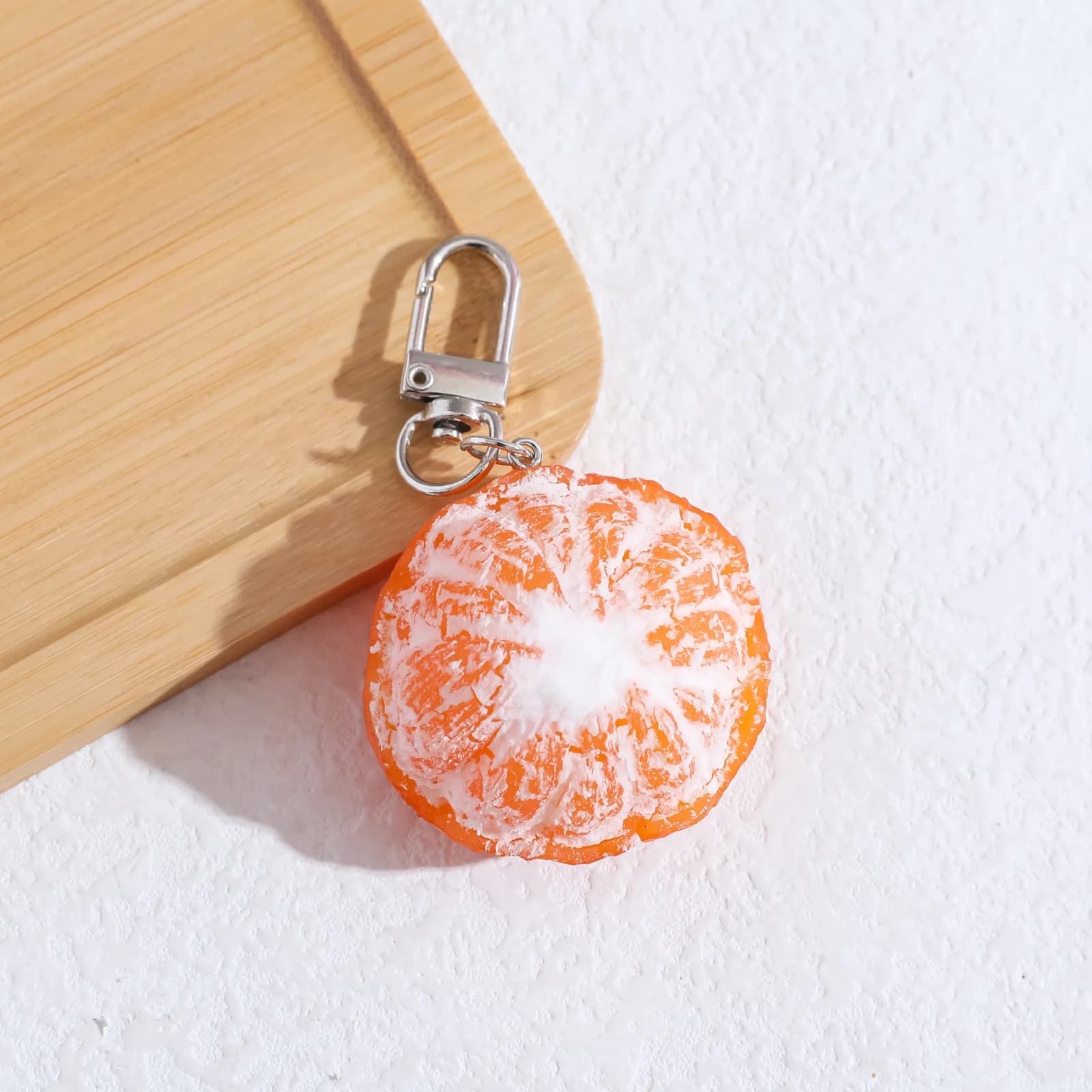 Pendentif porte-clés Orange à moitié pelé 3d réaliste, accessoire de sac à dos mignon pour filles, p