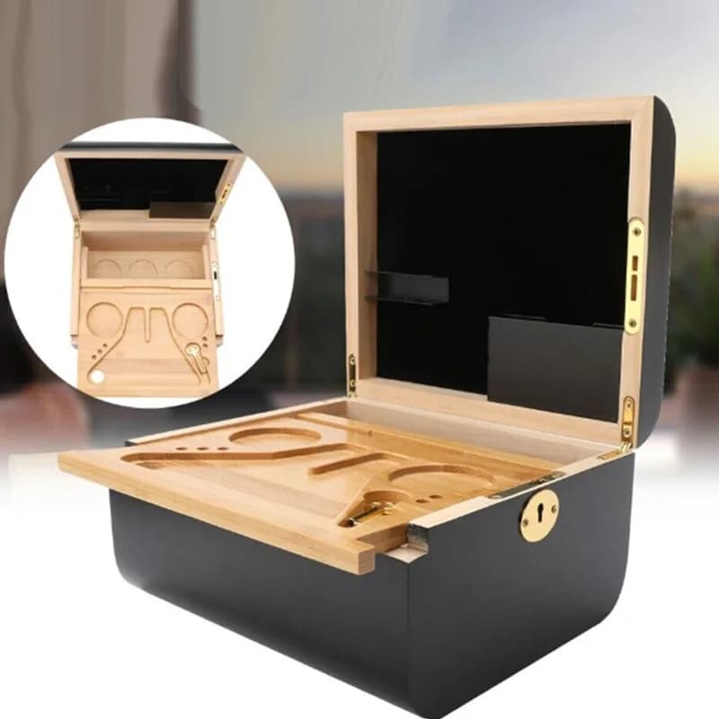 Boîte en bois de qualité supérieure, plateau roulant amovible, boîte décorative anti-odeur avec serr