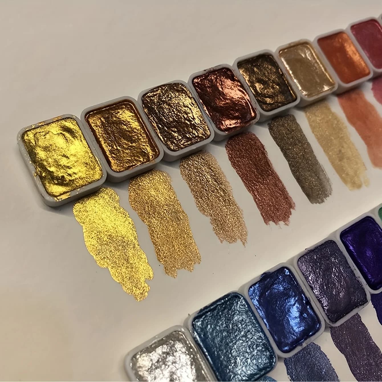 Ensemble de peinture à l'aquarelle en métal de 20 couleurs, boîte Portable avec perles brillantes, p