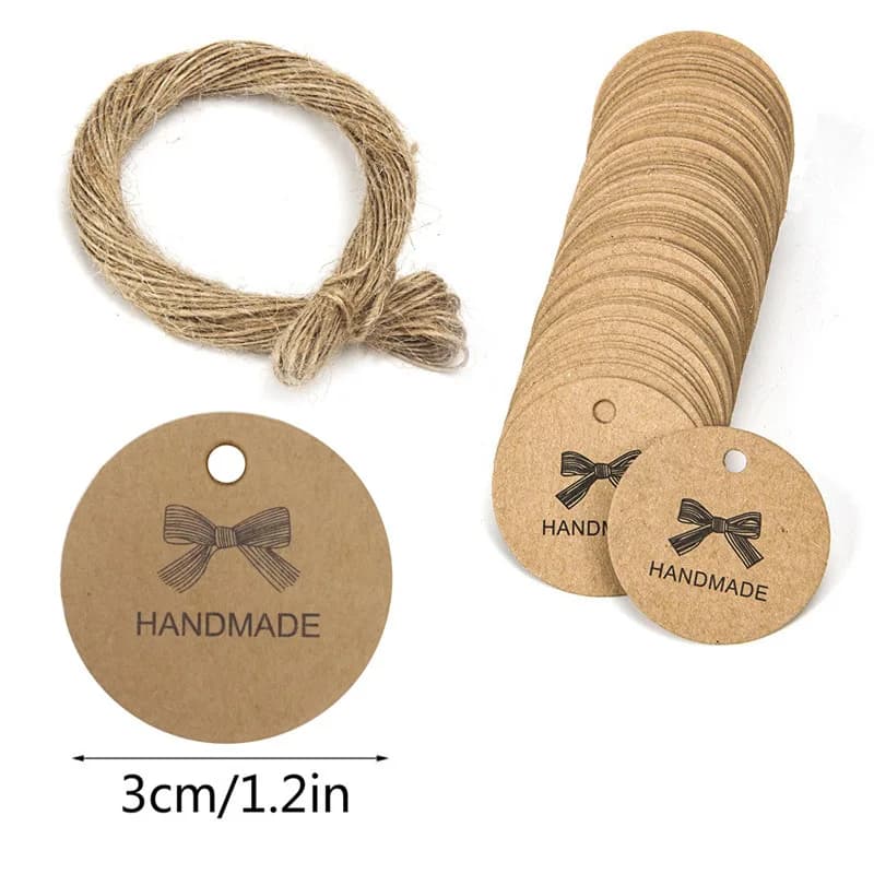 Étiquettes cadeaux en papier Kraft, 100 pièces, étiquettes faites à la main pour bricolage, cadeau d