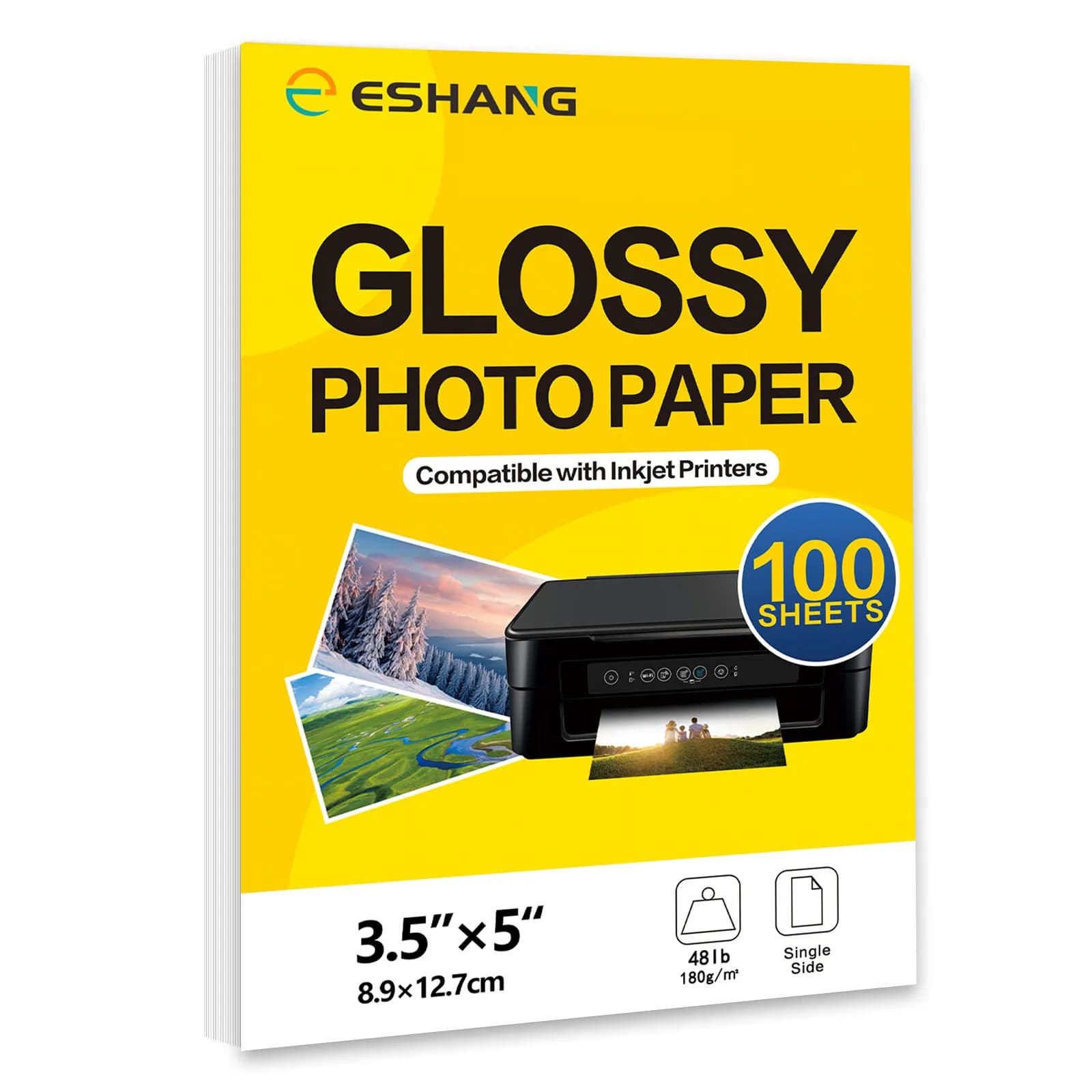 Papier photo haute brillance 180 g/m², plusieurs formats disponibles (4x6/5x7/A4), papier jet d'encr