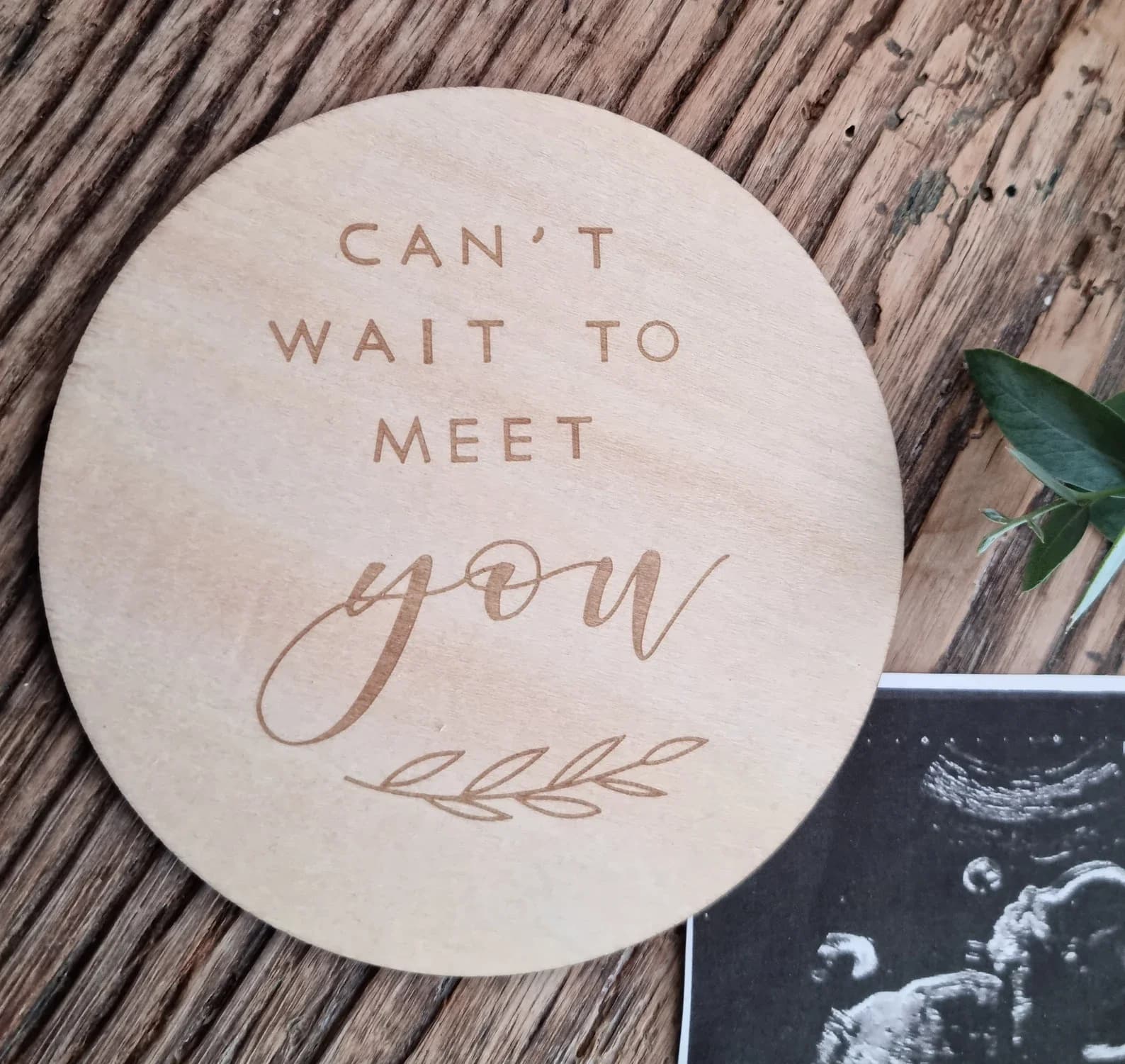 Nouveau disque d'annonce de bébé, plaque en bois, signe de révélation de grossesse