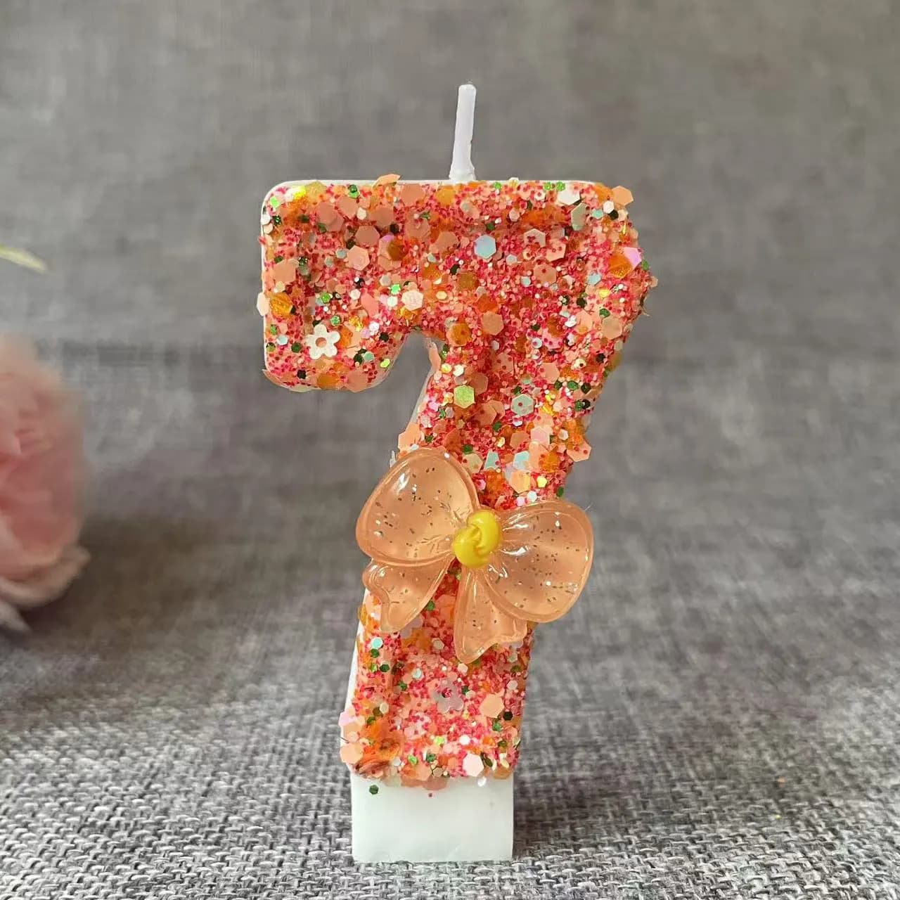 Bougie d'anniversaire avec nœud Orange, cérémonie créative, décoration numérique Surprise, Style fle