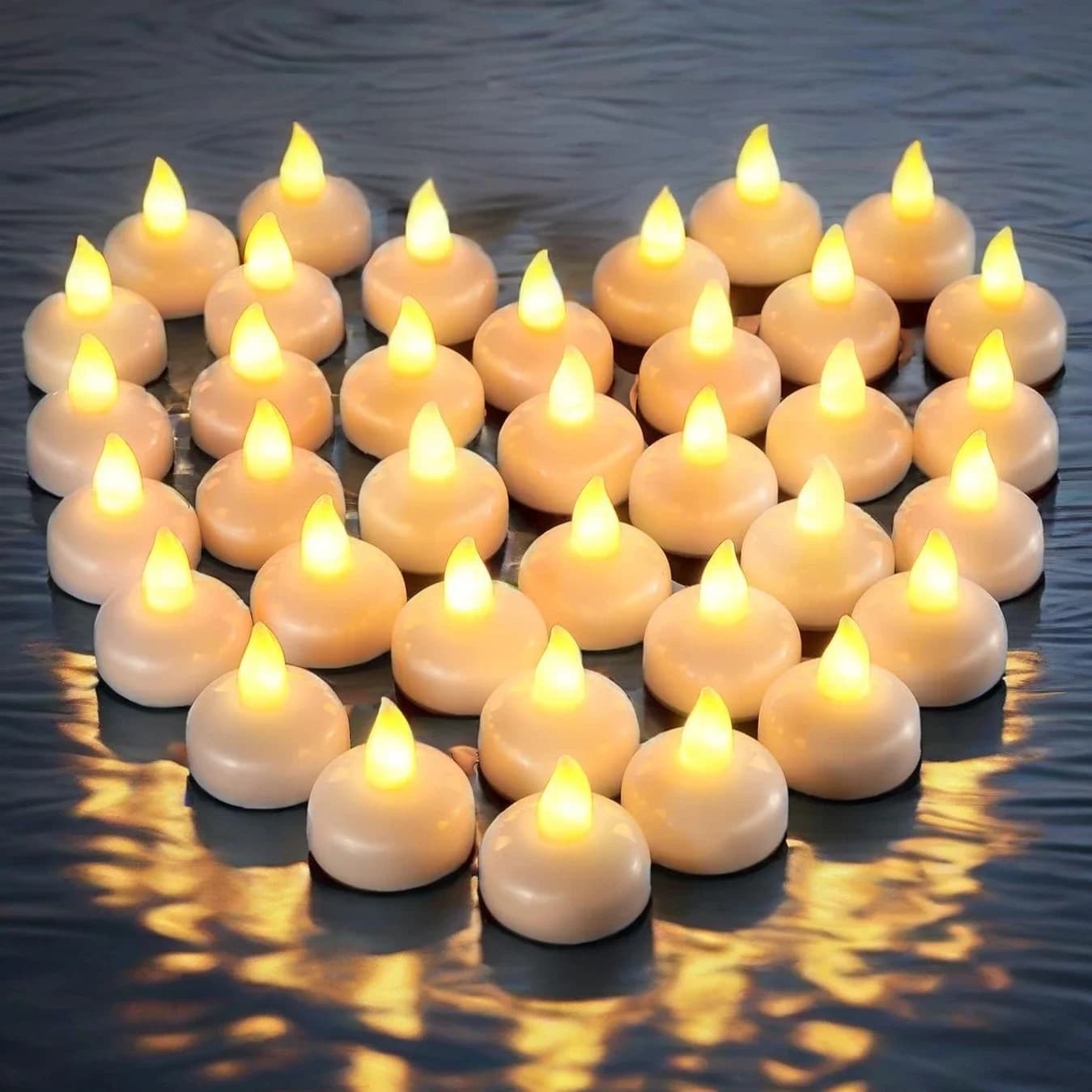 Bougies flottantes LED sans flamme, 12 à 48 pièces, bougies chauffe-plat scintillantes pour baignoir