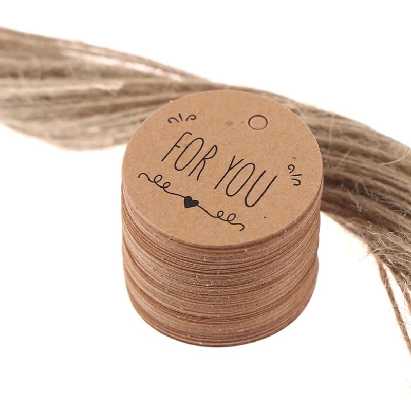 Étiquettes cadeaux en papier Kraft, 100 pièces, étiquette suspendue à motif personnalisé pour décor 
