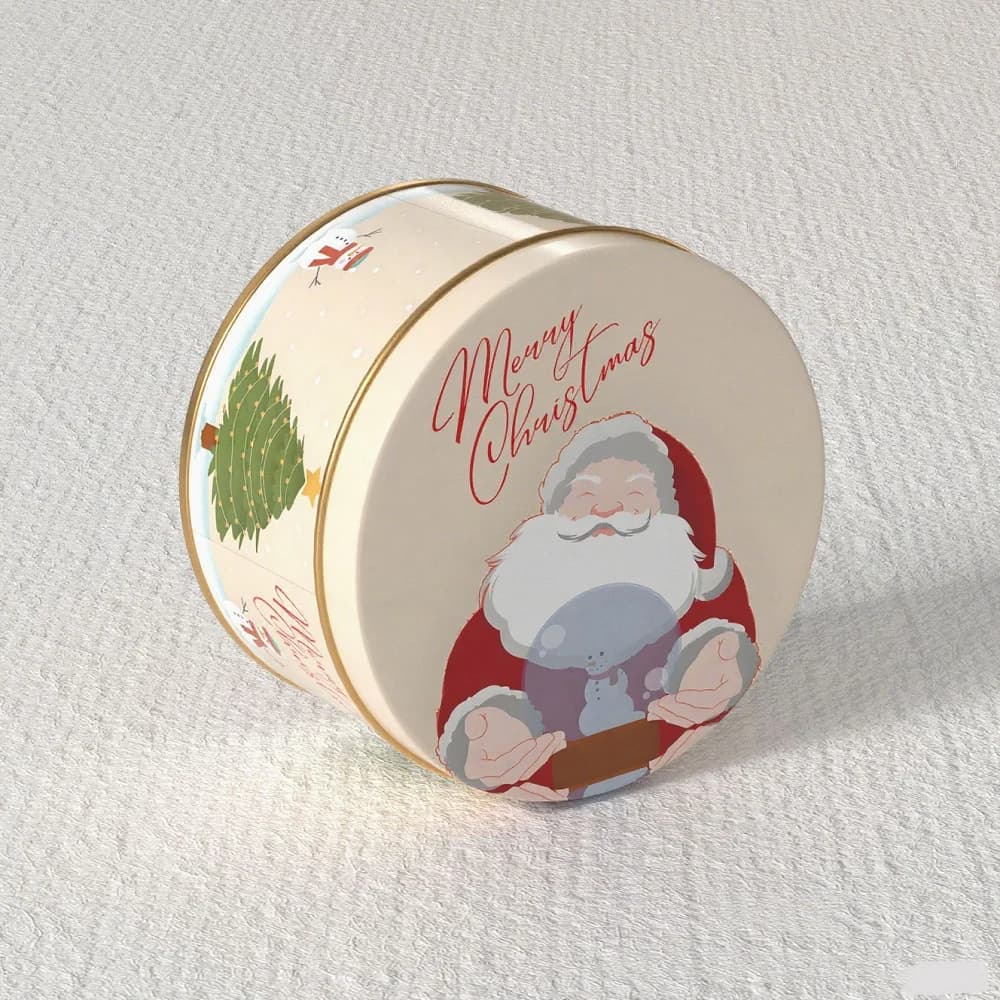 Boîte ronde en fer blanc pour bonbons, boîte en métal, dessin animé, élan, père noël, lettre imprimé