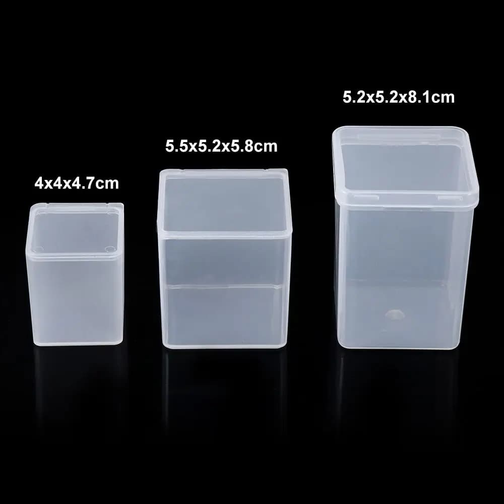 3TANSmall-Boîte de rangement carrée transparente en plastique, conteneur pour petits objets, matérie
