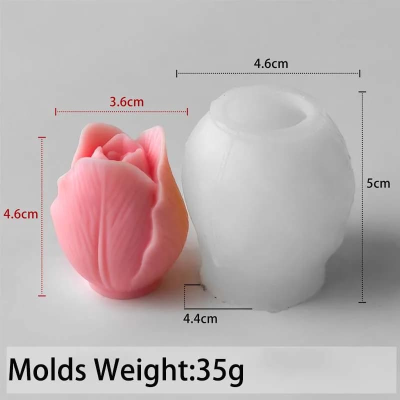 Moule à bougie tulipe 3D en Silicone, bricolage fait à la main, fleur, savon, bougies, moules de mou