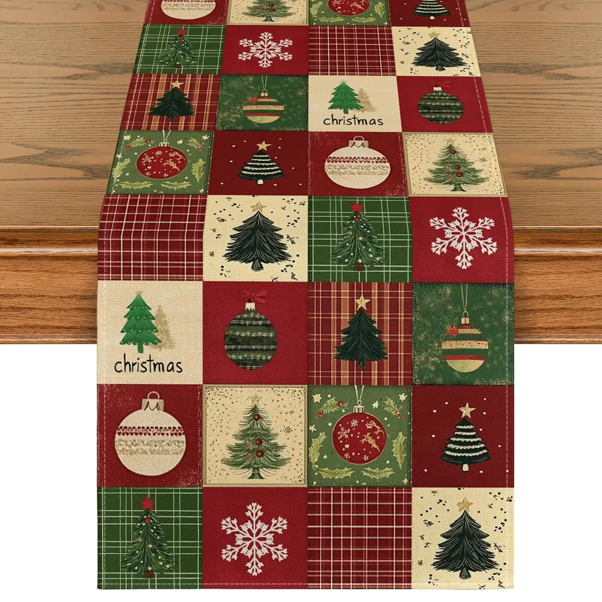 Chemin de Table de noël, cadeau d'arbre de noël, atmosphère de fête, décoration de Table à manger de