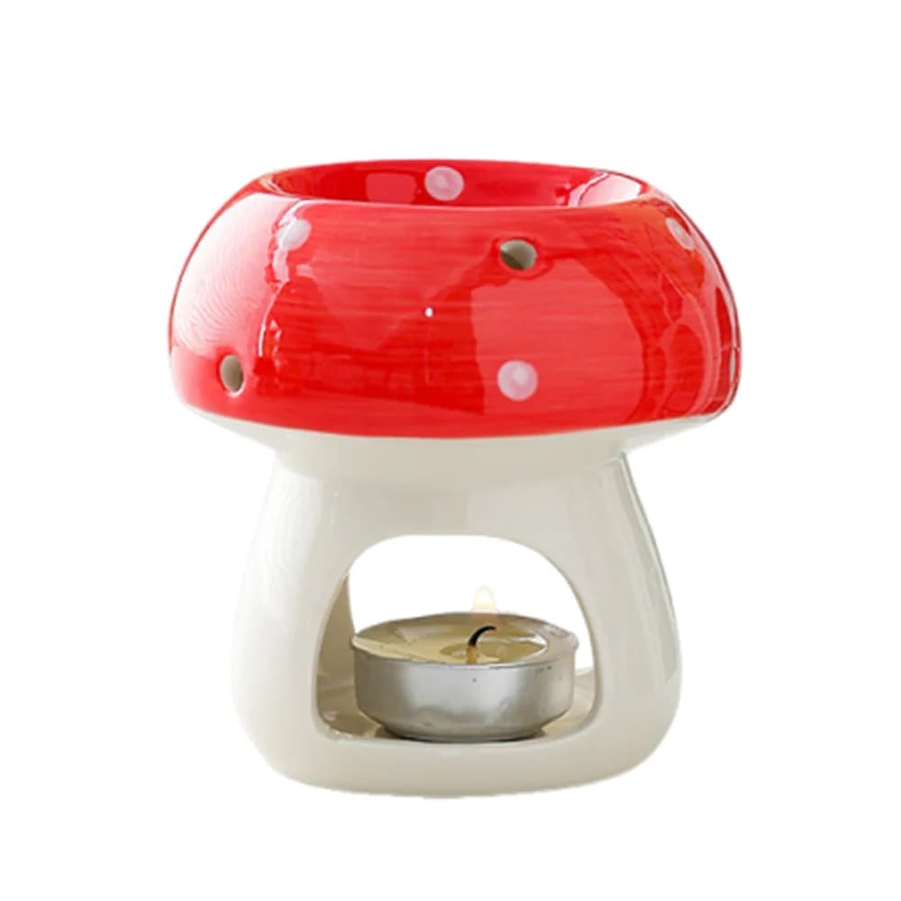 Bougeoir en forme de champignon mignon, poêle d'aromathérapie en céramique romantique, brûleur d'enc