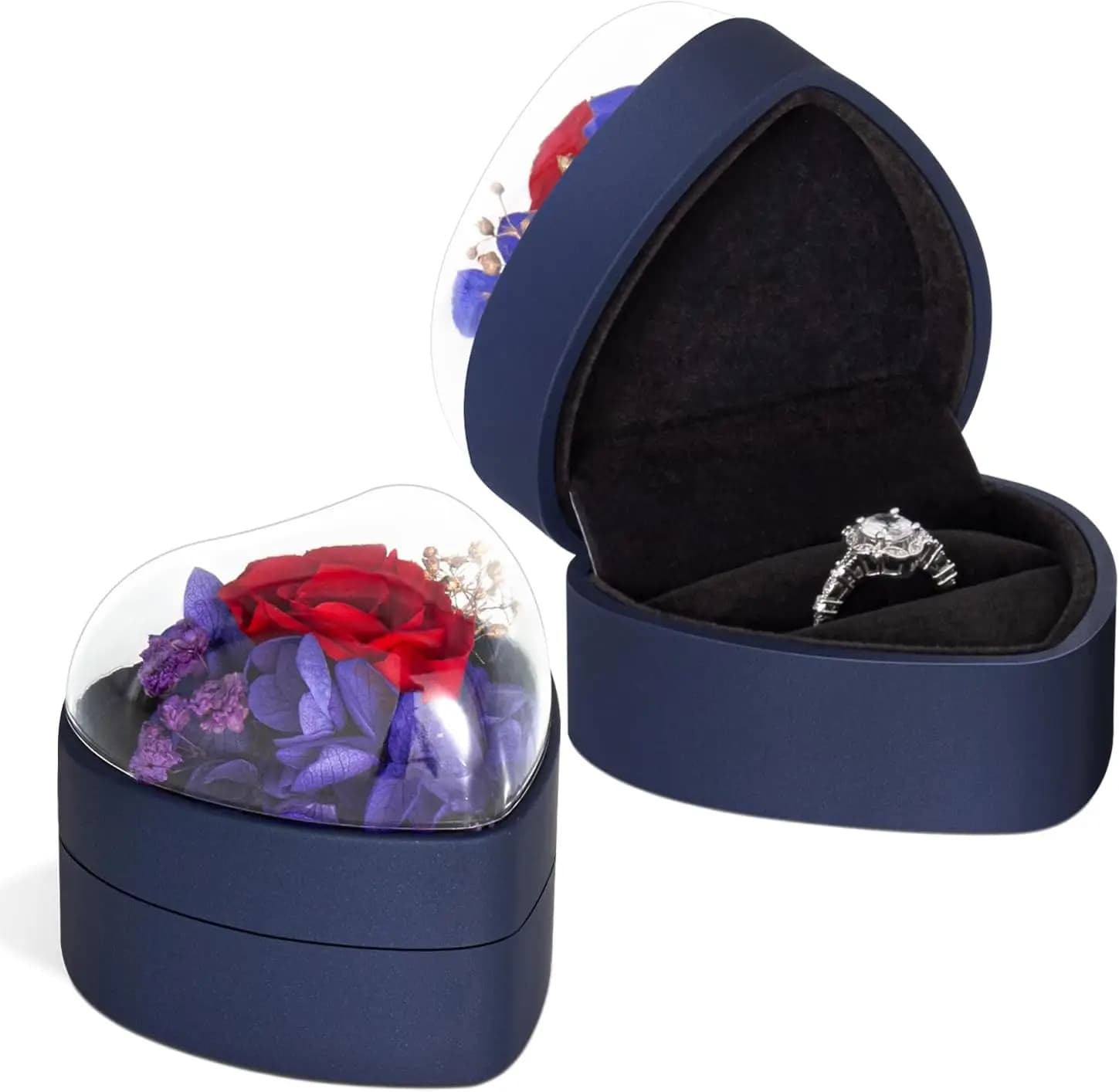 Boîte à bagues de fiançailles pour promesse de proposition, cadeau de roses de fleurs éternelles pou