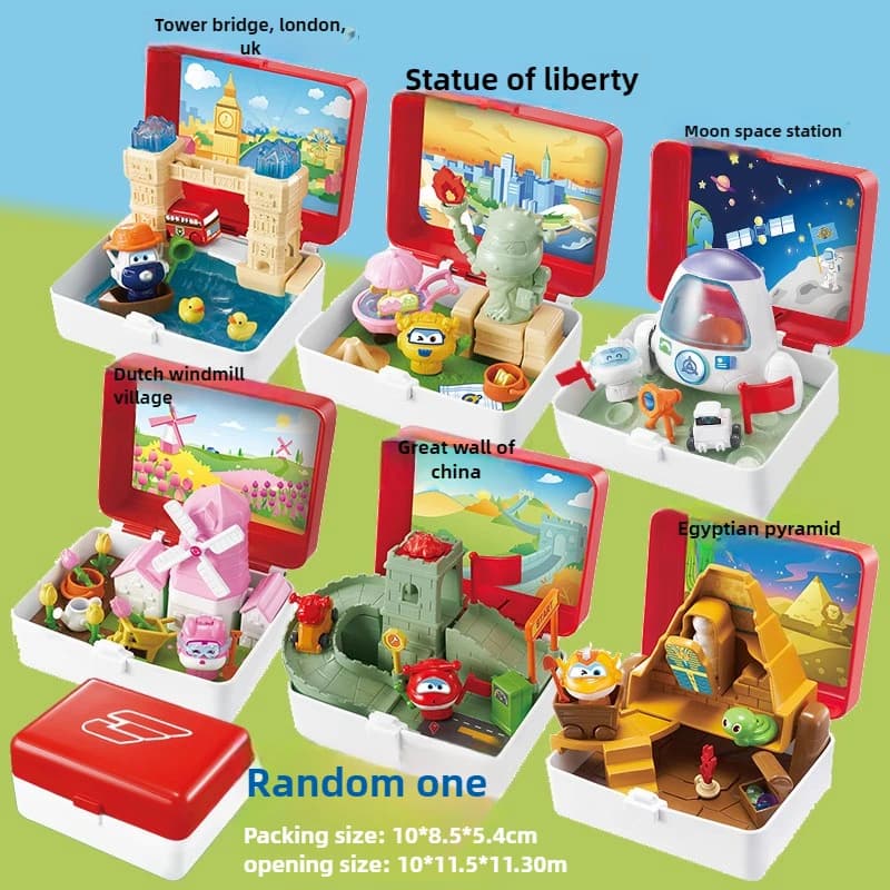 AULDEY SuperWings Jett Adventure boîte aveugle Collection de monuments du monde série de paysages na