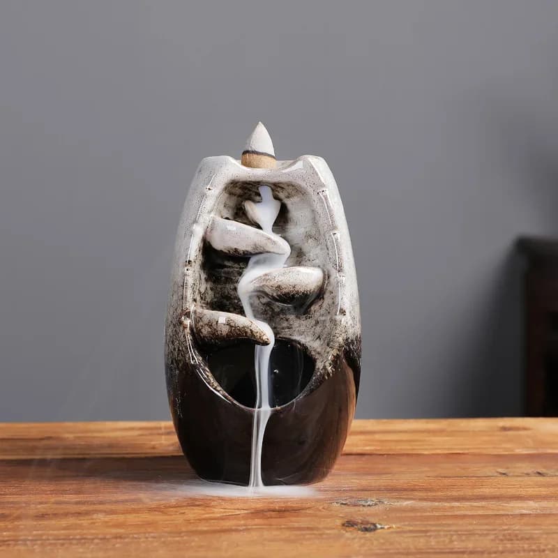 Brûleur d'encens en céramique, cascade de reflux de fumée, porte-encens, ornements de cascade de fum