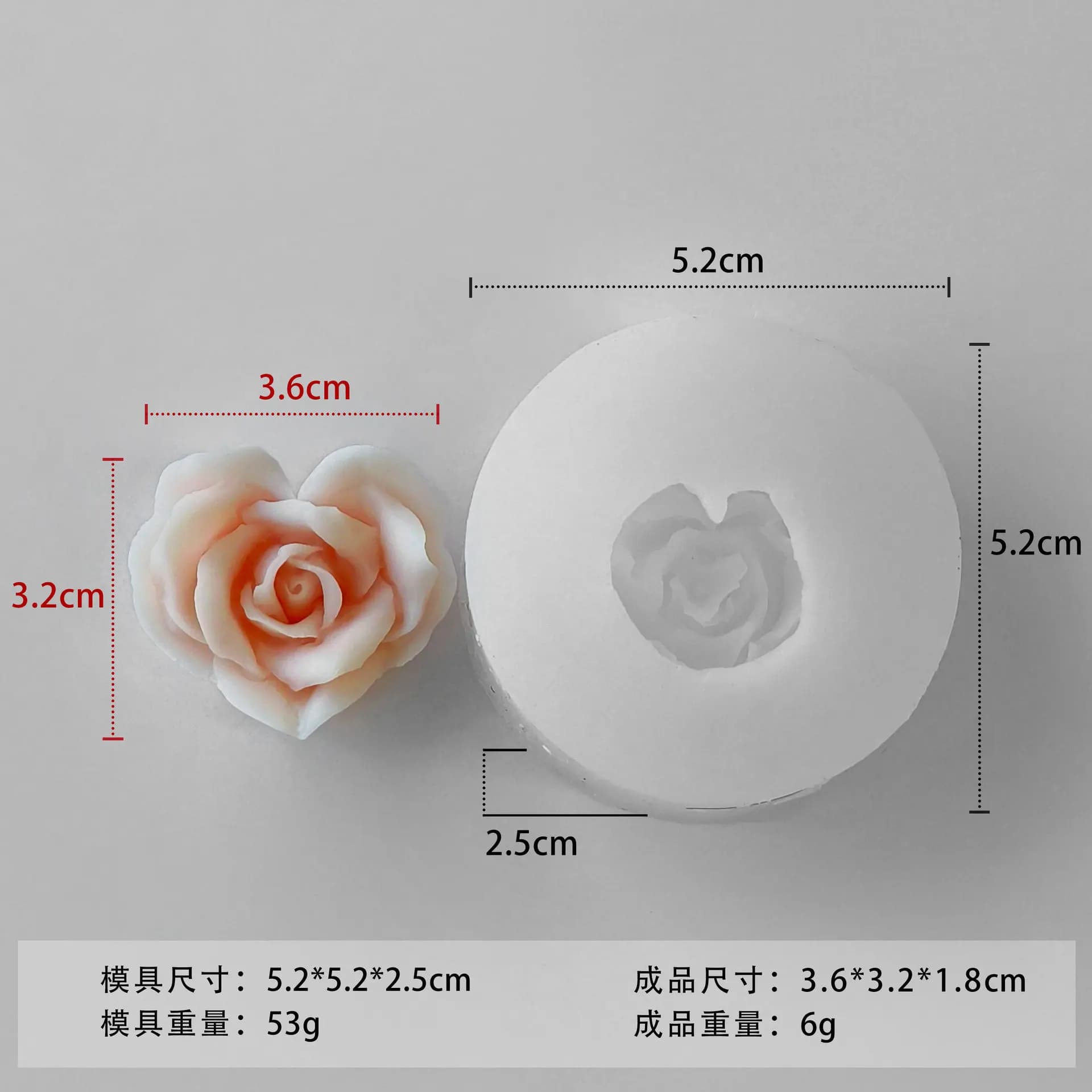 Moule à bougie parfumée Rose d'amour, pour la saint-valentin, IY, Souvenir, cadeau, diffuseur, pierr