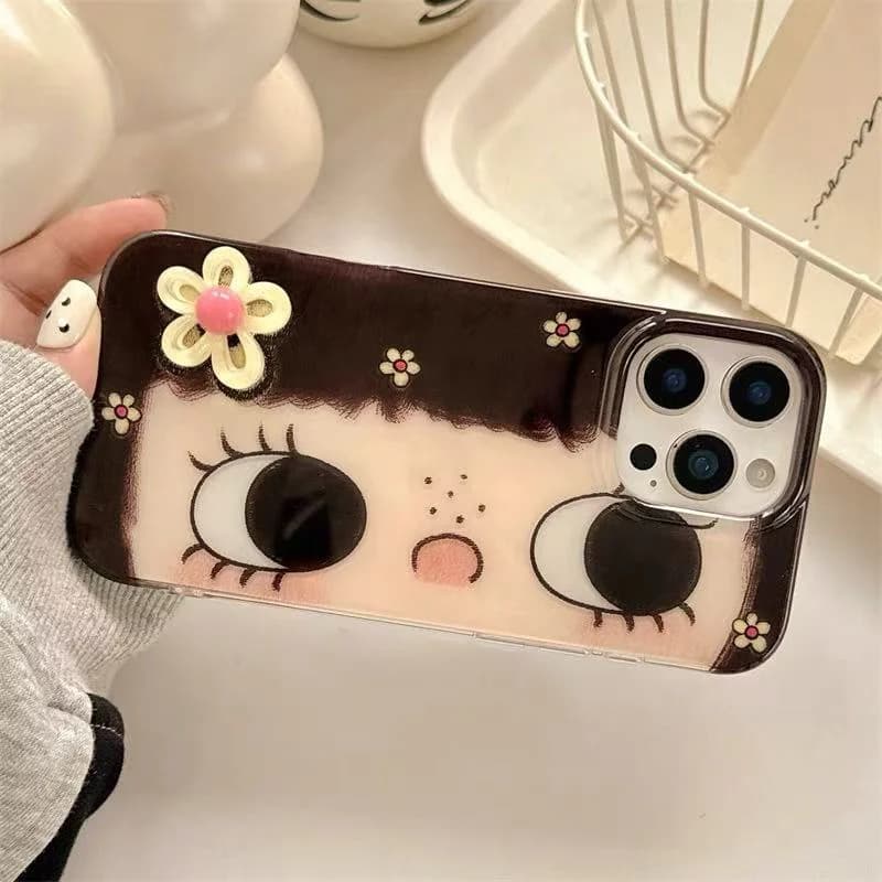 Étui pour PC |   Fille aux yeux de fleur |   Accessoires de fleurs 3D |   Cadeau pour meilleur ami |