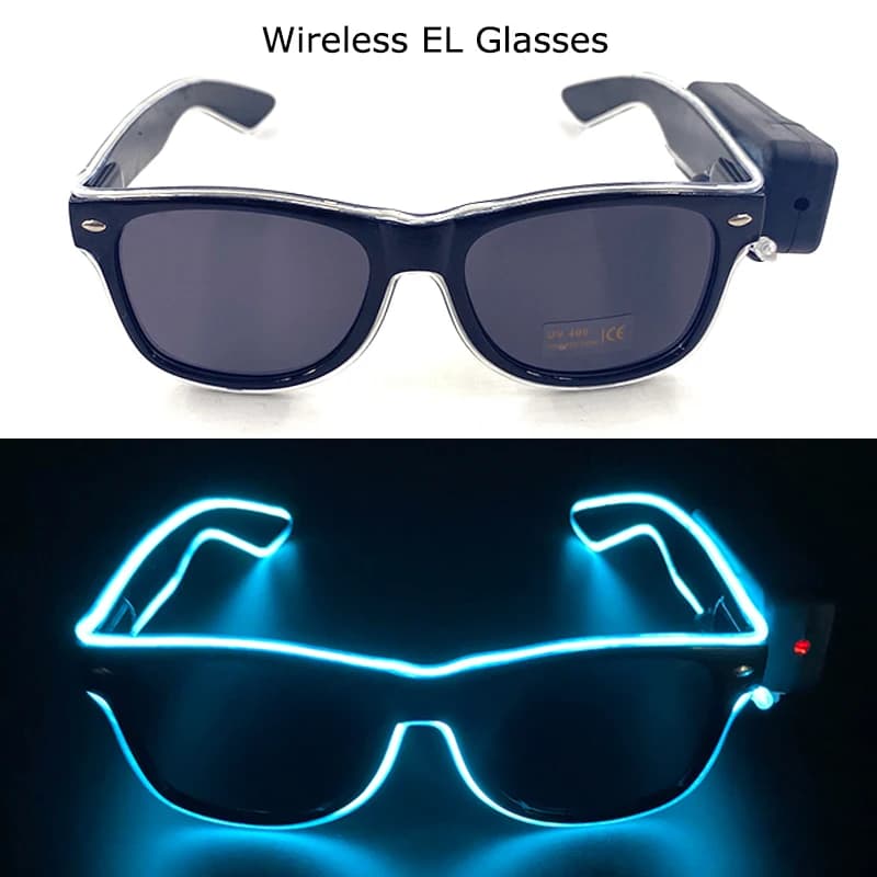 Lunettes de fête clignotantes sans fil, 1 pièce, lentille foncée, LED, éclairage décoratif lumineux,