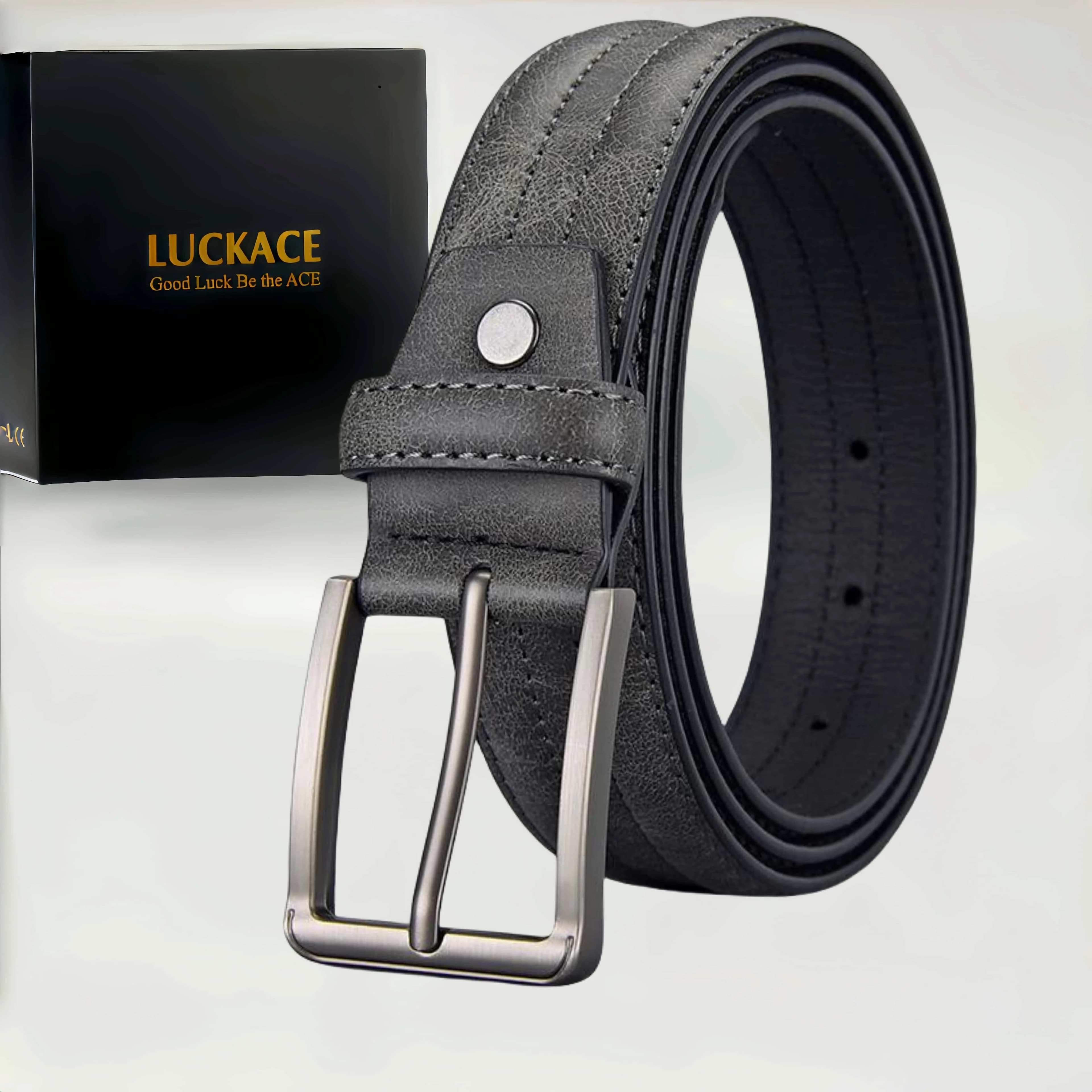 Ceinture à boucle en alliage de Grain de marbre pour hommes, coffret cadeau, accessoire bohème pour 