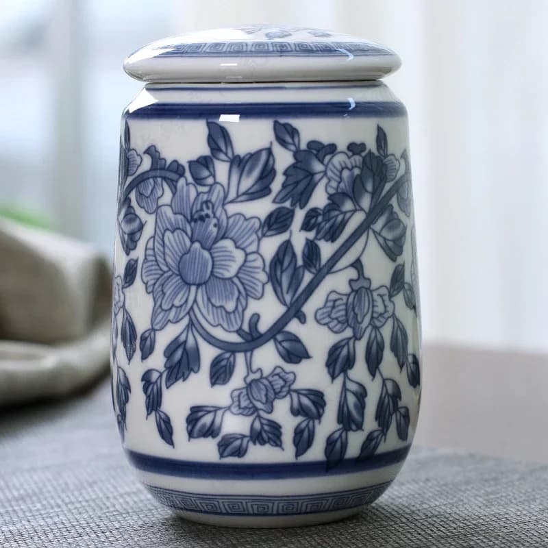 Caddie à thé en porcelaine bleue et blanche du palais chinois, conteneurs scellés portables en céram