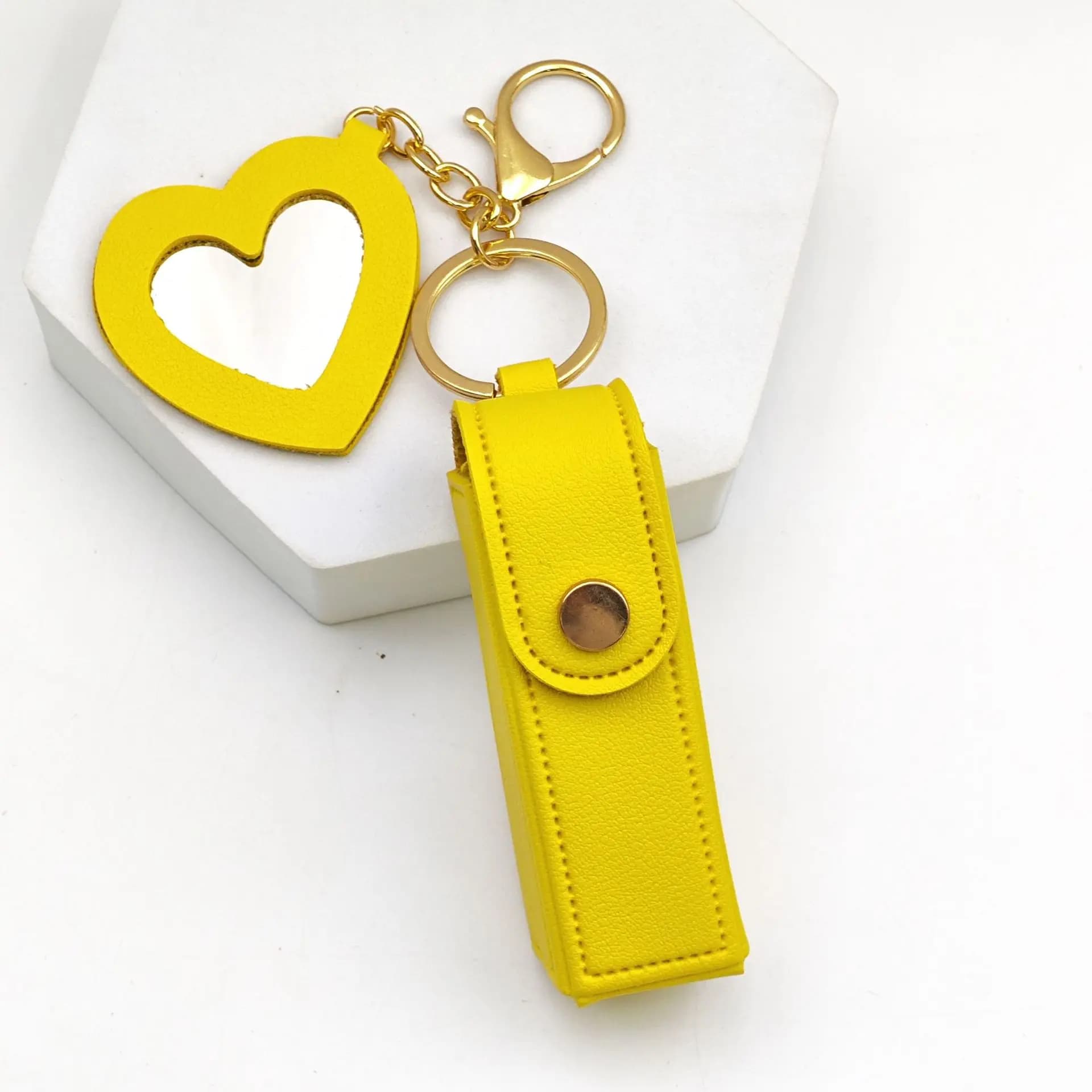 Porte-clés de voiture en cuir personnalisé avec petit miroir, enveloppe rouge et pendentif créatif p